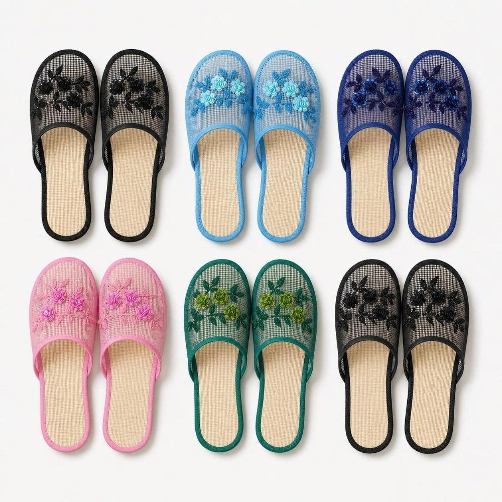 Embroidery Embellishments - Sandali Casual con Ricamo Floreale in