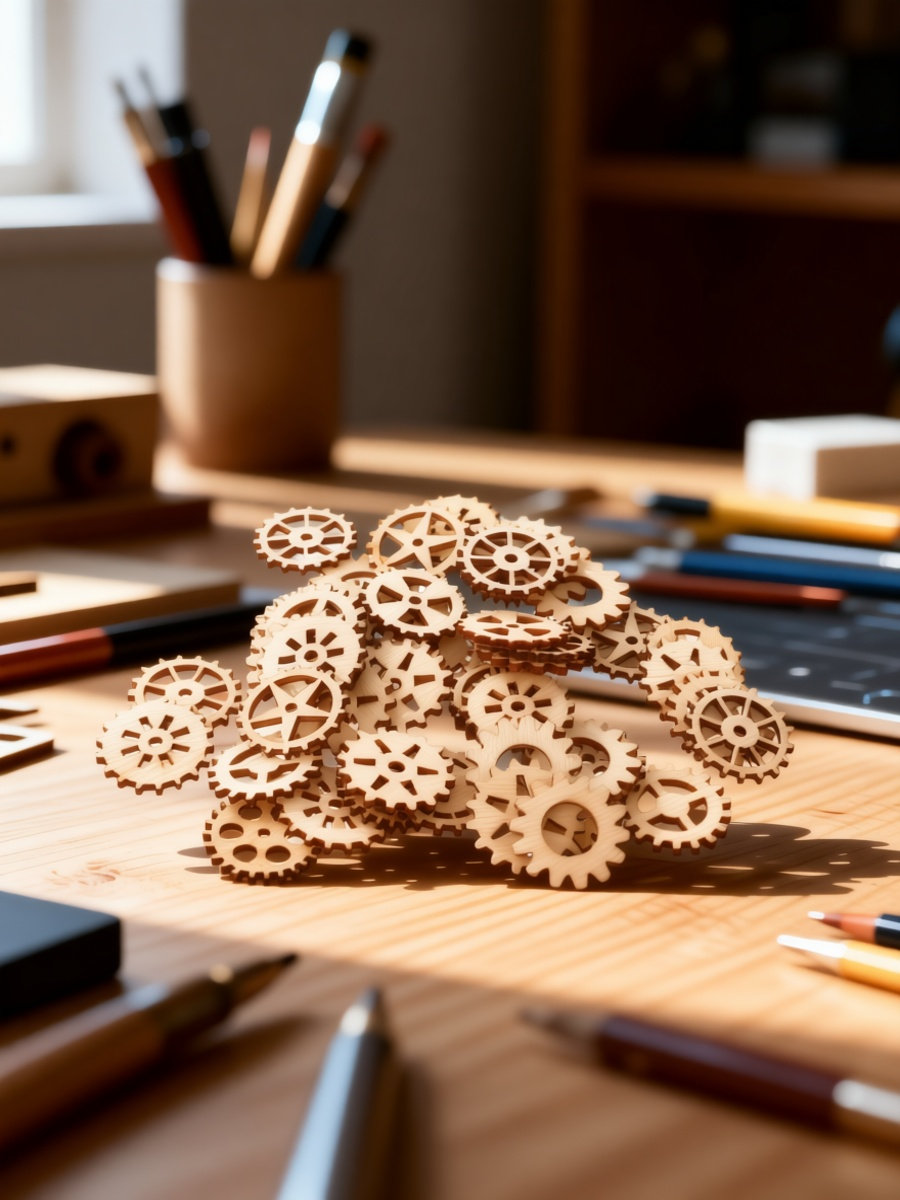 Craft Embellishment - 100 Pezzi di Ingranaggi in Legno